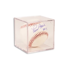 Lou Brock Autographed Rawlings Baseball in Acrylic Case Vintage Sports Memorabilia