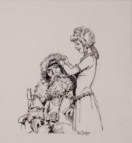 Hal Foster Signed Vintage Figurative Black Ink Comic Illustration on Paper Framed