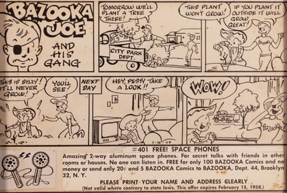 Bazooka Joe and His Gang Vintage Comic Strip Storyboard Framed 1958