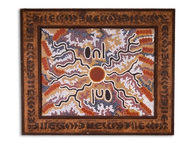Denis Nelson Jupurrurla Signed Aboriginal Acrylic Painting on Board Australian Art Framed