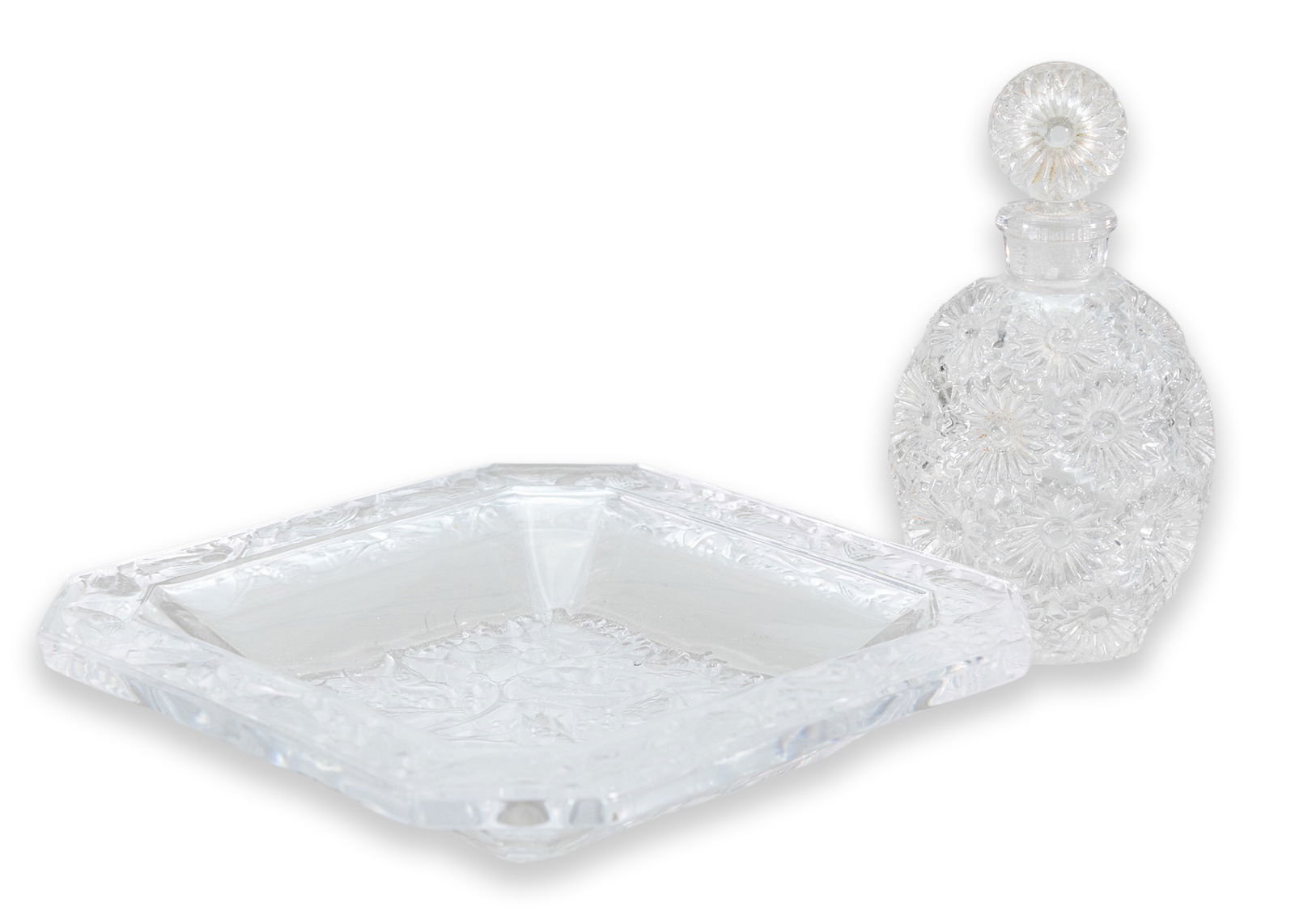 Lalique France Anna Dish & Perfume Bottle Modernist Crystal Glass (1 of 8)