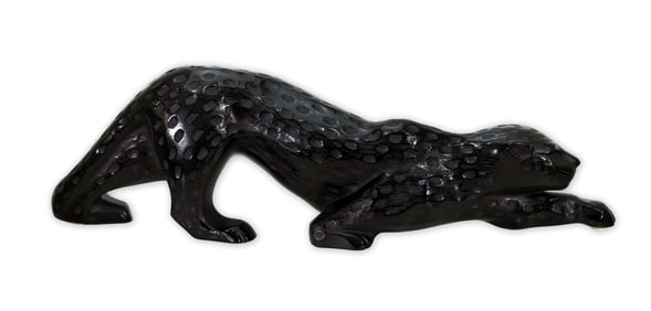 Lalique France Zeila Panther Modern Black Crystal Sculpture Figurine 20th Century