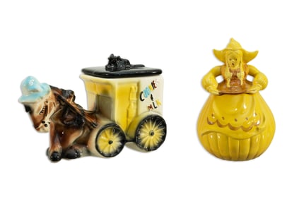 Vintage Cookie Jar Collection II Lady Katrina & Milk Wagon Mid Century Modern Décor