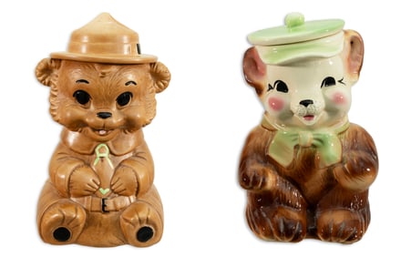 Vintage Cookie Jar Collection III Pair of Bears Mid Century Modern Décor