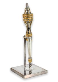 Yossi Swed Ornate Vintage Sterling Silver & Gold Judaica Yad with Stand