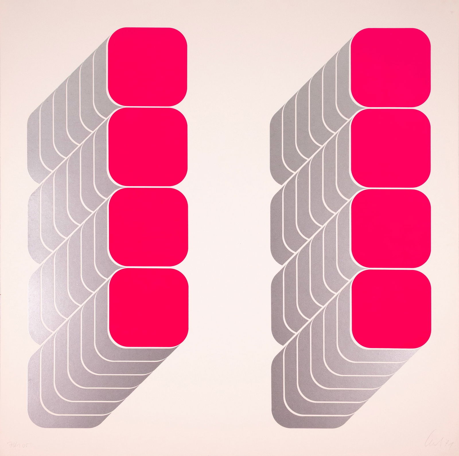 Thomas Lenk Series C Signed Modern Op Art Silkscreen on Paper 70/100 Unframed 1971 (1 of 5)