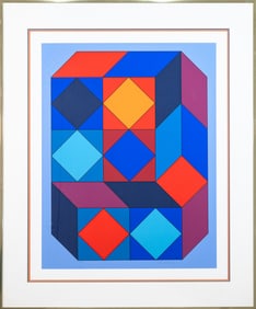 Victor Vasarely Xico 8 Signed Modern Op Art Silkscreen on Paper 31/250 Framed 1973
