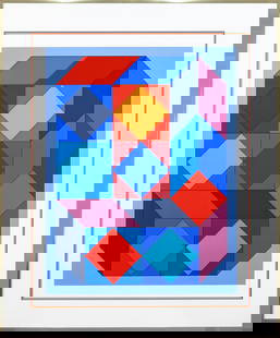 Victor Vasarely Xico 8 Signed Modern Op Art Silkscreen on Paper 31/250 Framed 1973: A modern Op Art silkscreen in colors on paper titled “Xico 8” by Victor Vasarely. Hand signed in pencil on the lower right with an annotation of 31/250 on the lower left. Published in 1973.