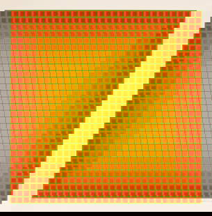 Julian Stanczak Continual Signed Modern Op Art Serigraph on Paper 54/175 Unframed 1979: A modern Op Art serigraph on paper titled “Continual” by Julian Stanczak. Hand signed in pencil on the lower right with an annotation of 54/175 on the lower left. Published in 1979. A grid of