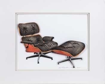 Eames Chair (Black Diamond Dust) Custom Mixed Media Signed Gail Rosenbloom Kaplan