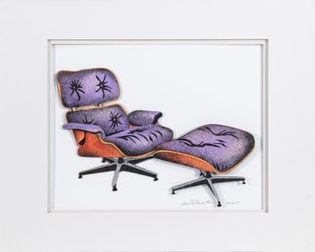 Eames Chair (Purple Diamond Dust) Custom Mixed Media Signed Gail Rosenbloom Kaplan