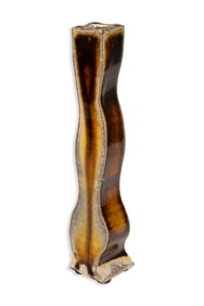Modernist Bud Vase Organic Curves Earth-Toned Glaze 20th Century Art Studio Ceramic Pottery