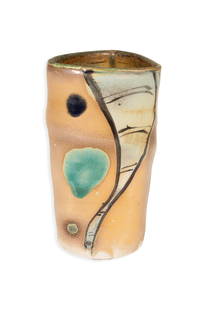 Chris Baskin for Pewabic Pottery Contemporary Art Studio Vase Earthen Collection: A contemporary hand-thrown ceramic vase from the Earthen Collection, designed by noted ceramicist Chris Baskin in collaboration with the historic Pewabic Pottery studio. This object showcases Baskin&#