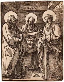 Albrecht Dürer Saint Veronica Between Saints Peter and Paul The Small Passion Woodcut 1510
