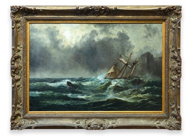 Mauritz Frederik Hendrik de Haas Attributed Maritime Realism Oil Painting on Canvas 1885-95