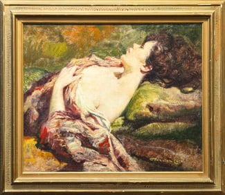 Gonzalo Carrasco Reclining Nude Signed 19th Century Mexican Romanticism Oil Painting
