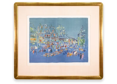 Jean Dufy Place Pigalle La Nuit Signed Modern Lithograph on Paper 165/225 Framed 1950