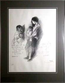 Raphael Soyer Woman and Child 1969 Modern Lithograph on Paper 114/125 Framed