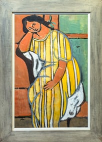 Harold Cohn Sunlit Siesta Signed Modernist Figurative Oil Painting on Canvas 1951