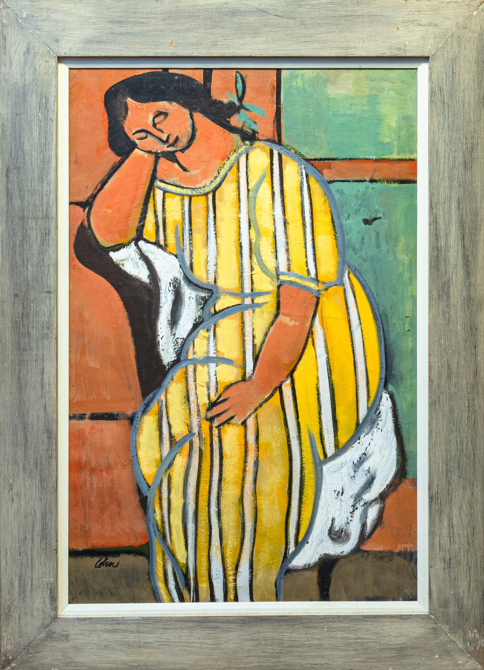 Harold Cohn Sunlit Siesta Signed Modernist Figurative Oil Painting on Canvas 1951 (1 of 7)