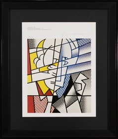 Roy Lichtenstein Self Portrait Signed Modern Pop Art Lithographic Book Plate 1980s