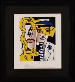 Roy Lichtenstein Stepping Out Signed Modern Pop Art Lithographic Book Plate 1980s