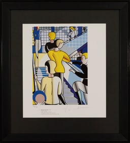 Roy Lichtenstein Bauhaus Stairway Signed Modern Pop Art Lithographic Book Plate 1980s