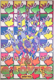 Peter Max Glove’s Signed Modern Pop Art Lithographic Poster Unframed 1970