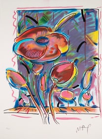 Peter Max Gardens Flowers Signed Modern Pop Art Silkscreen on Paper 73/350 Unframed 1980