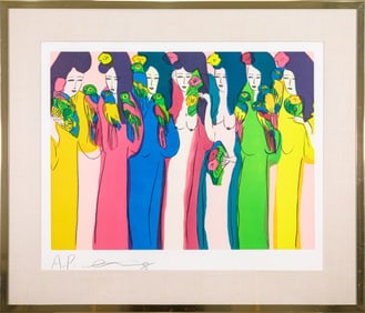 Walasse Ting Ladies in a Row Signed Modern Fauvist Lithograph on Paper A.P 1980 Framed