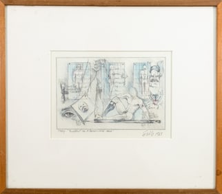 Andre Sable Signed 1983 Study Blueprint for a Perfect Lover (Male) Postmodern Illustration