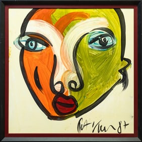 Peter Robert Keil Equilibrium in Color Signed Postmodern Abstract Oil Painting on Canvas 1987