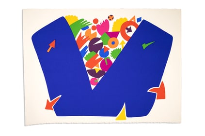 Daniel Gelakoska Blue Vase Contemporary Serigraph with Embossed Artist Seal Unframed