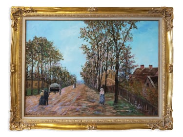 Martin Jewell On the Road to Rocquencourt Signed Impressionist Oil Painting on Canvas 1992