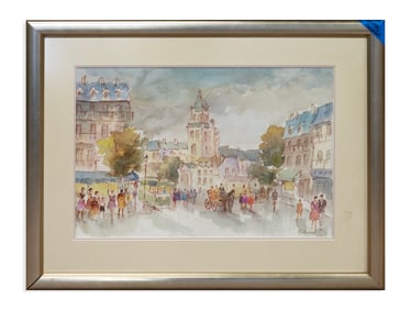 Manfred H. Kuhnert St. Germaine Paris Signed Impressionist Watercolor Painting 1990s
