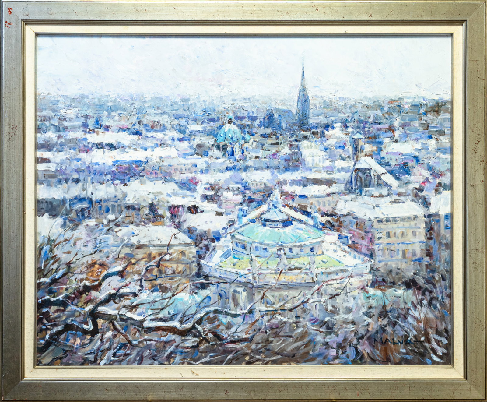 Malva (Omar Hamdi) Winter Views in Vienna Signed Post-Impressionist Oil Painting 1980s (1 of 7)