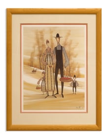 Patricia Buckley Moss Golden Joy Signed Americana Amish Folk Art Lithograph 1985 382/1000