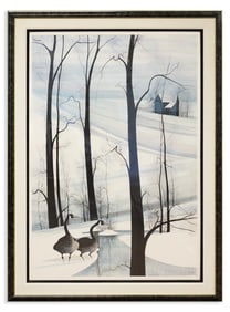 Patricia Buckley Moss Two Snow Geese Signed Americana Wildlife Lithograph 1989 169/1000