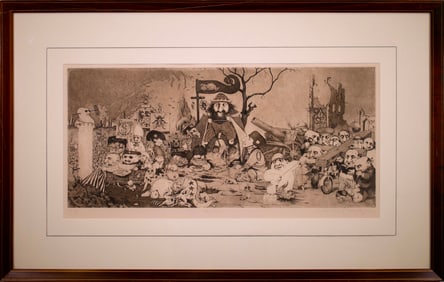 Charles Bragg Asylum #266 Signed Contemporary Etching on Paper XCI/C Framed 1972