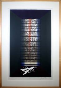Zygmunt Czyz Surrealist Grasshopper Signed Linocut on Paper 9/30 Framed 1985