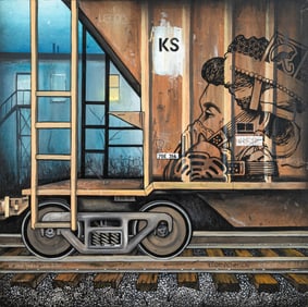 Jason Eatherly Colorado Bound Signed Contemporary Oil & Acrylic Painting on Canvas 2015