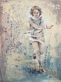 Anna Ganina Recapturing Summer Signed Contemporary Surrealism Acrylic Painting 2010s