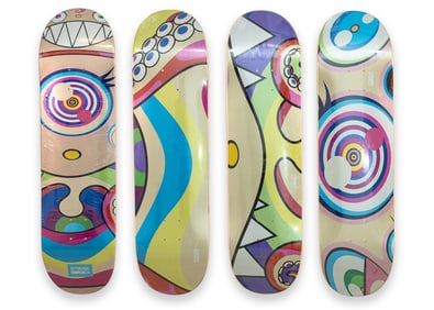 Takashi Murakami Octopus Skate Decks Set of 4 in Original Cellophane 2017 Street Art Design
