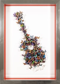 David Kracov Butterfly Guitar Signed Contemporary Three-Dimensional Art 7/100 Framed