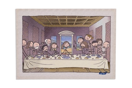 Matt Feazell Signed Leonardo DaVinci’s The Last Supper Stick Figure Masterpieces Canvas 2001