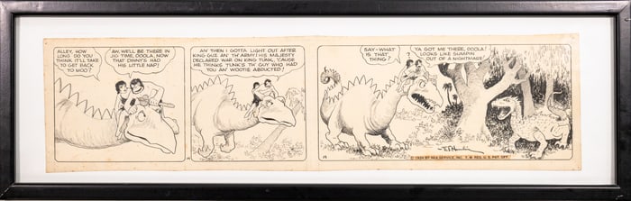 V. T. Hamlin Signed Large Format Comic Illustration Storyboard 1934 Framed