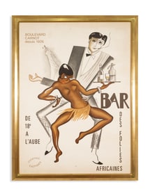 Paul Colin Bar Des Folies Africaines Josephine Baker Art Deco Poster 1926 Framed
