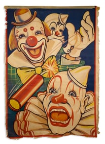 Vintage Clyde Beatty Cole Bros. Circus Dynamite Clowns Midcentury Modern Lithograph 1950s
