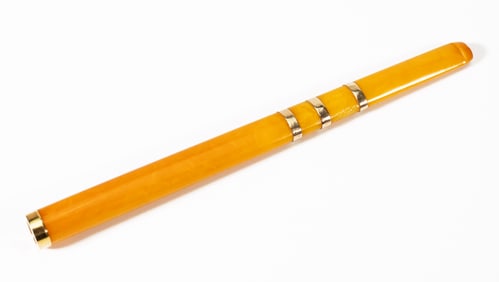 Asprey & Co. London Art Deco Three-Section Cigar Holder Baltic Amber & 18k Gold 1910