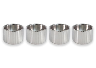 Georg Jensen Set of 4 Egg Holders Stainless Steel Art Deco Design by Sigvard Bernadotte 1938